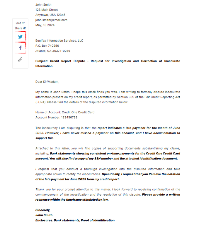 609 letter sample